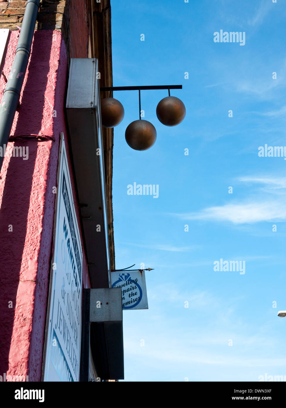 Pawnbroker segno, Oldham, Greater Manchester, UK. Foto Stock