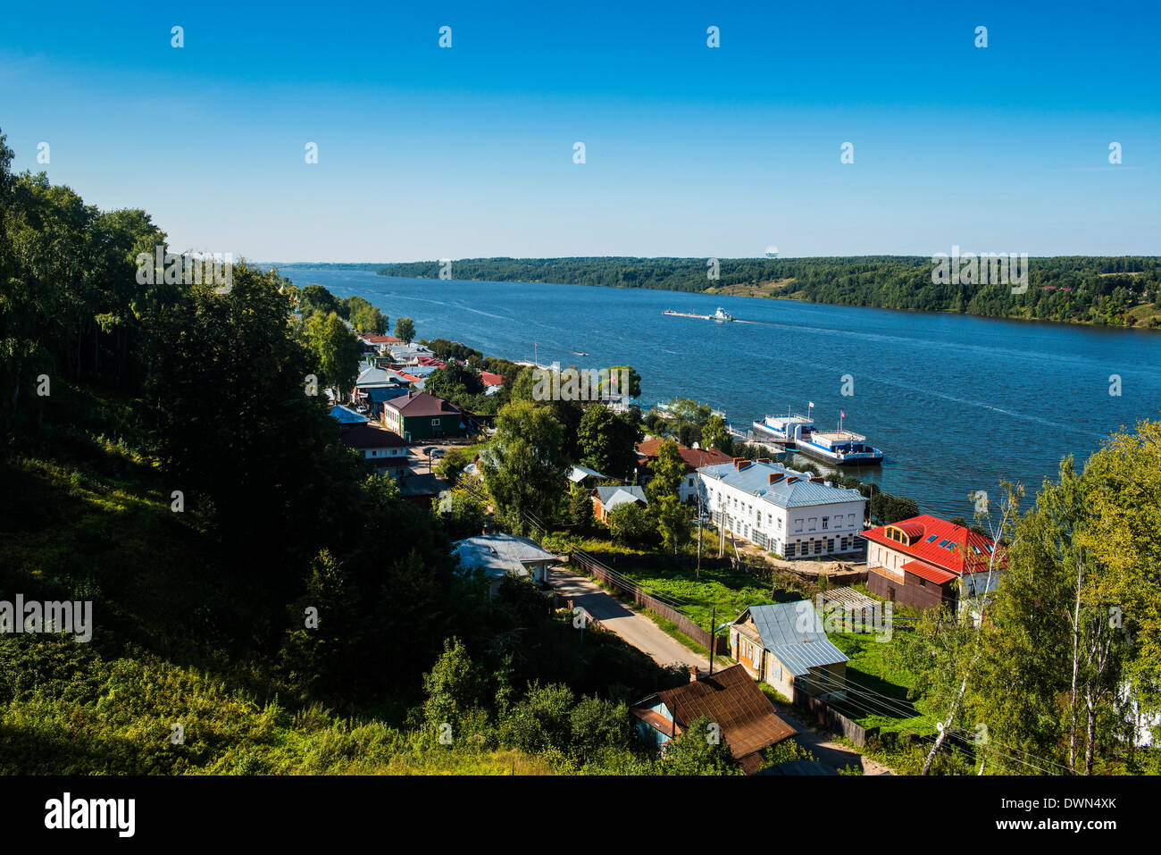 Vista su Plyos e del fiume Volga, Golden Ring, Russia, Europa Foto Stock