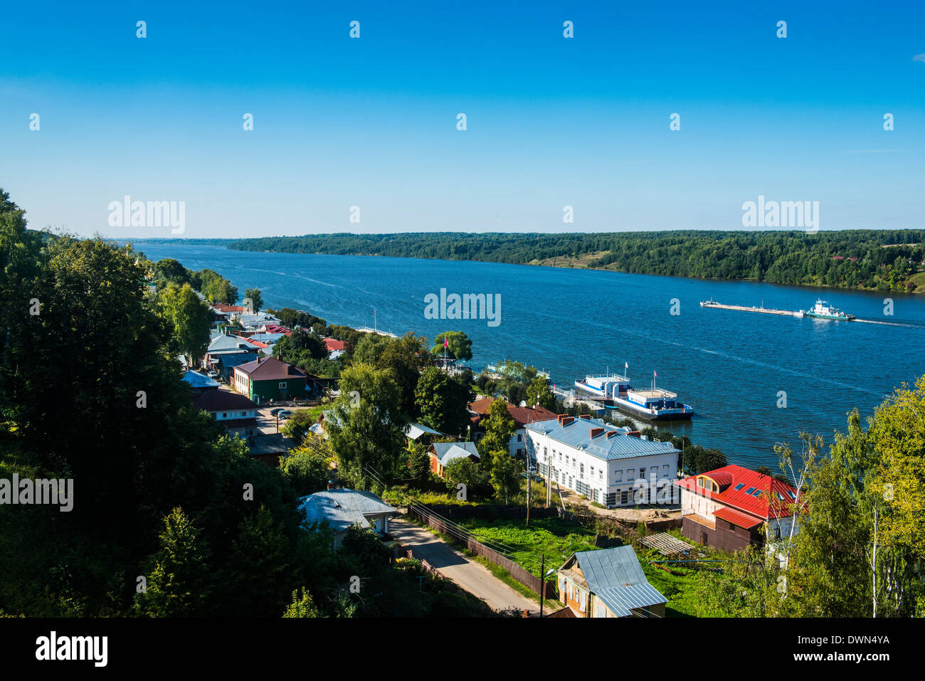 Vista su Plyos e del fiume Volga, Golden Ring, Russia, Europa Foto Stock