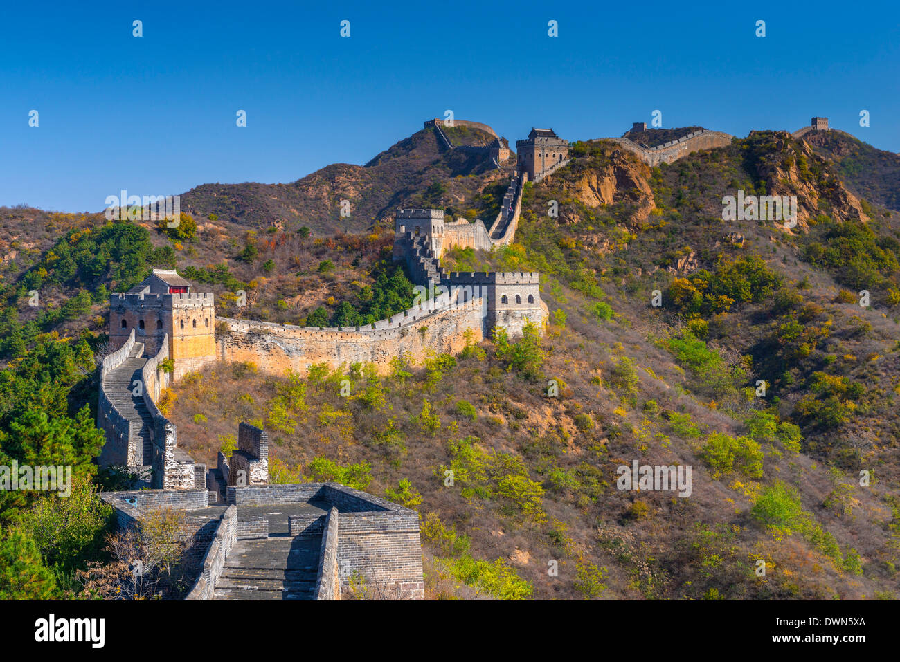 La Grande Muraglia della Cina, sito UNESCO, risalenti alla dinastia Ming, Jinshanling, Luanping County, nella provincia di Hebei, Cina Foto Stock
