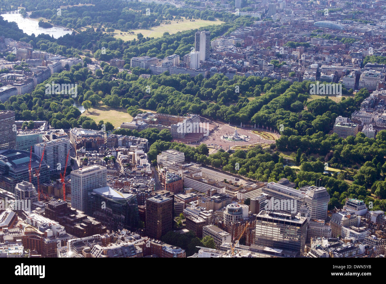Vista aerea del Buckingham Palace, London, England, Regno Unito, Europa Foto Stock