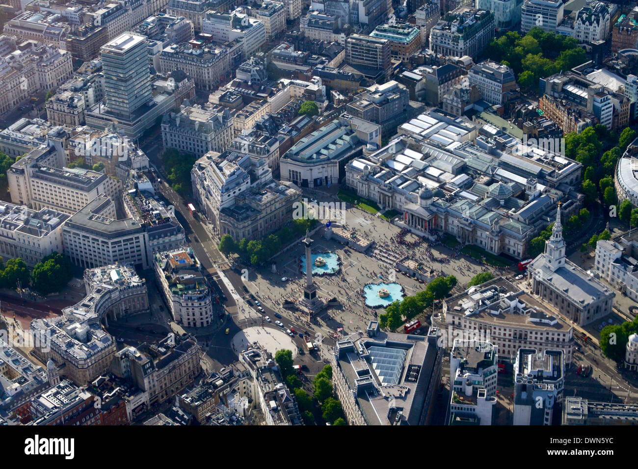 Vista aerea di Trafalgar Square a Londra, Inghilterra, Regno Unito, Europa Foto Stock