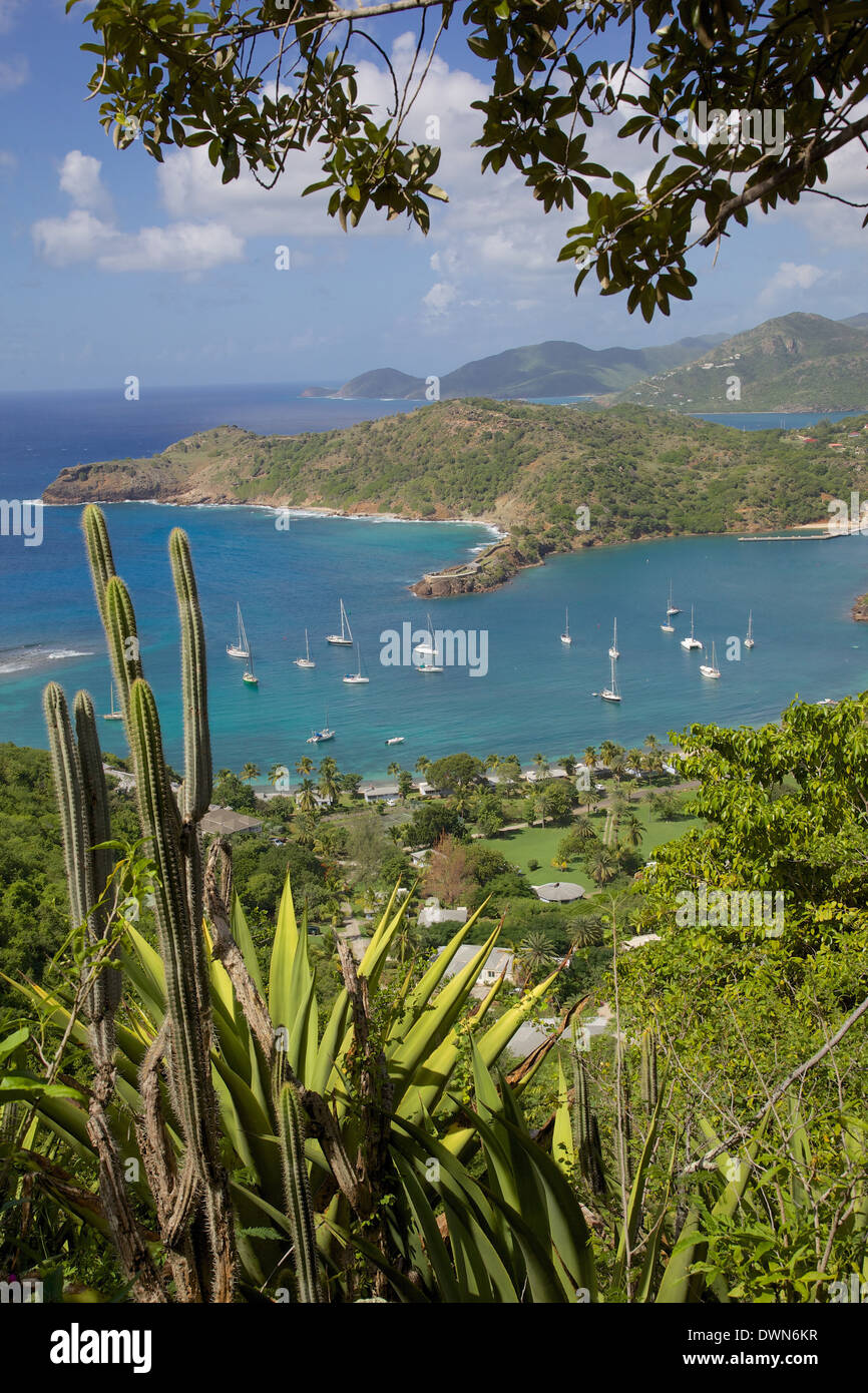 Vista del porto di inglese da Shirley Heights, Antigua, Isole Sottovento, West Indies, dei Caraibi e America centrale Foto Stock