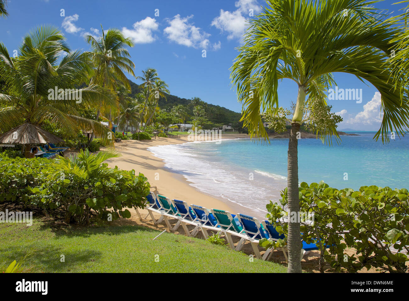 Hawksbill Bay e la spiaggia, St. Johns, Antigua, Isole Sottovento, West Indies, dei Caraibi e America centrale Foto Stock