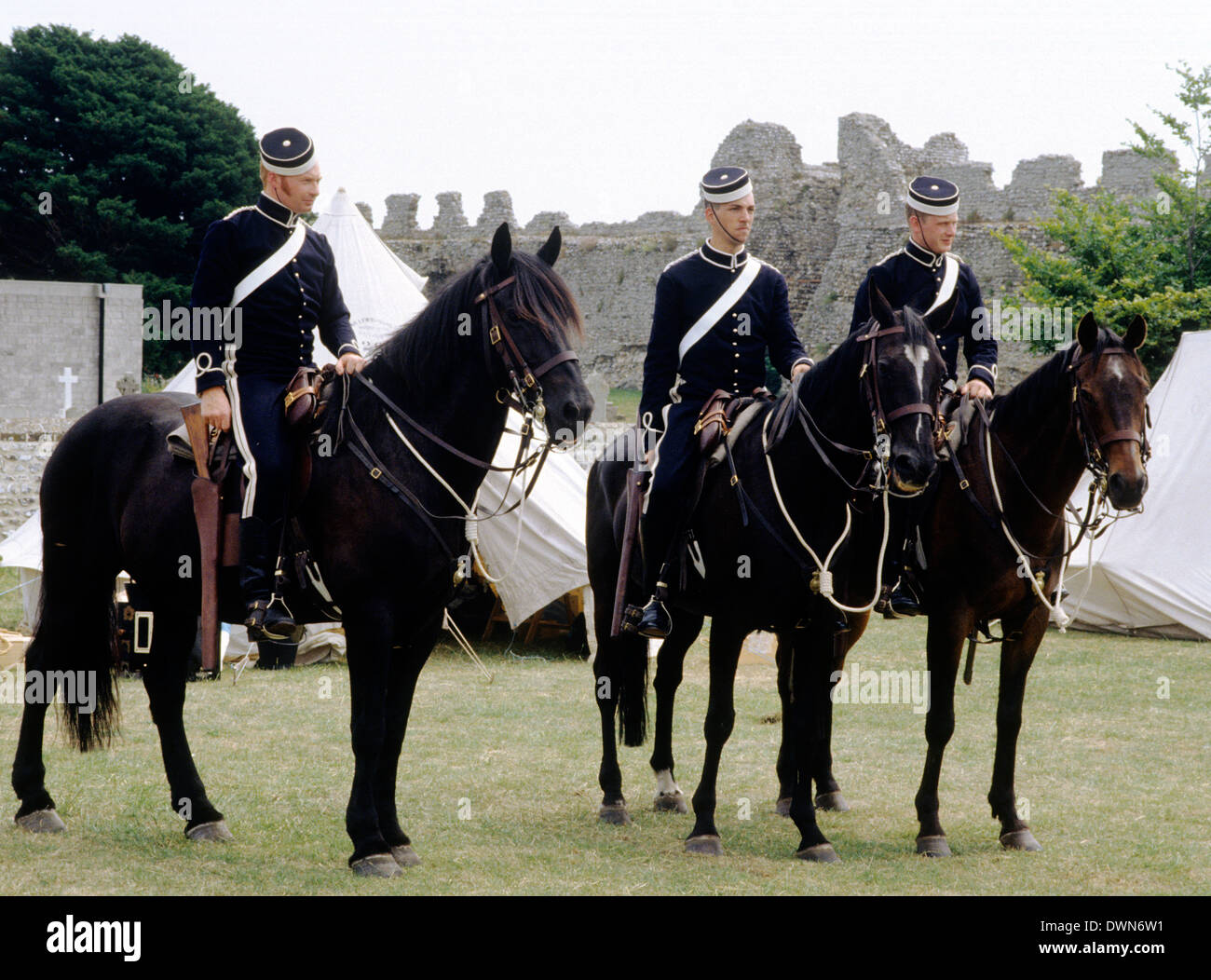 Warwickshire Yeomanry, yeoman cavalleria, 1890, rievocazione storica contea britannica soldati soldato cavalli yeomen Inghilterra UK MILITARI ESERCITO uniformi uniforme Foto Stock