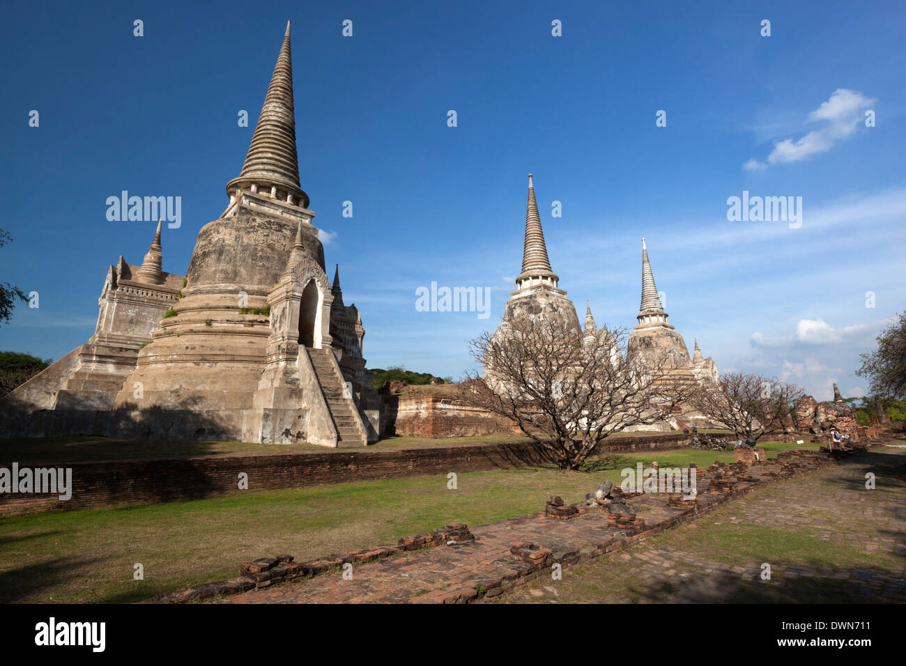 Rovine di Wat Phra Sri Sanphet, Ayutthaya, sito Patrimonio Mondiale dell'UNESCO, Provincia di Ayutthaya, Thailandia, Sud-est asiatico, in Asia Foto Stock