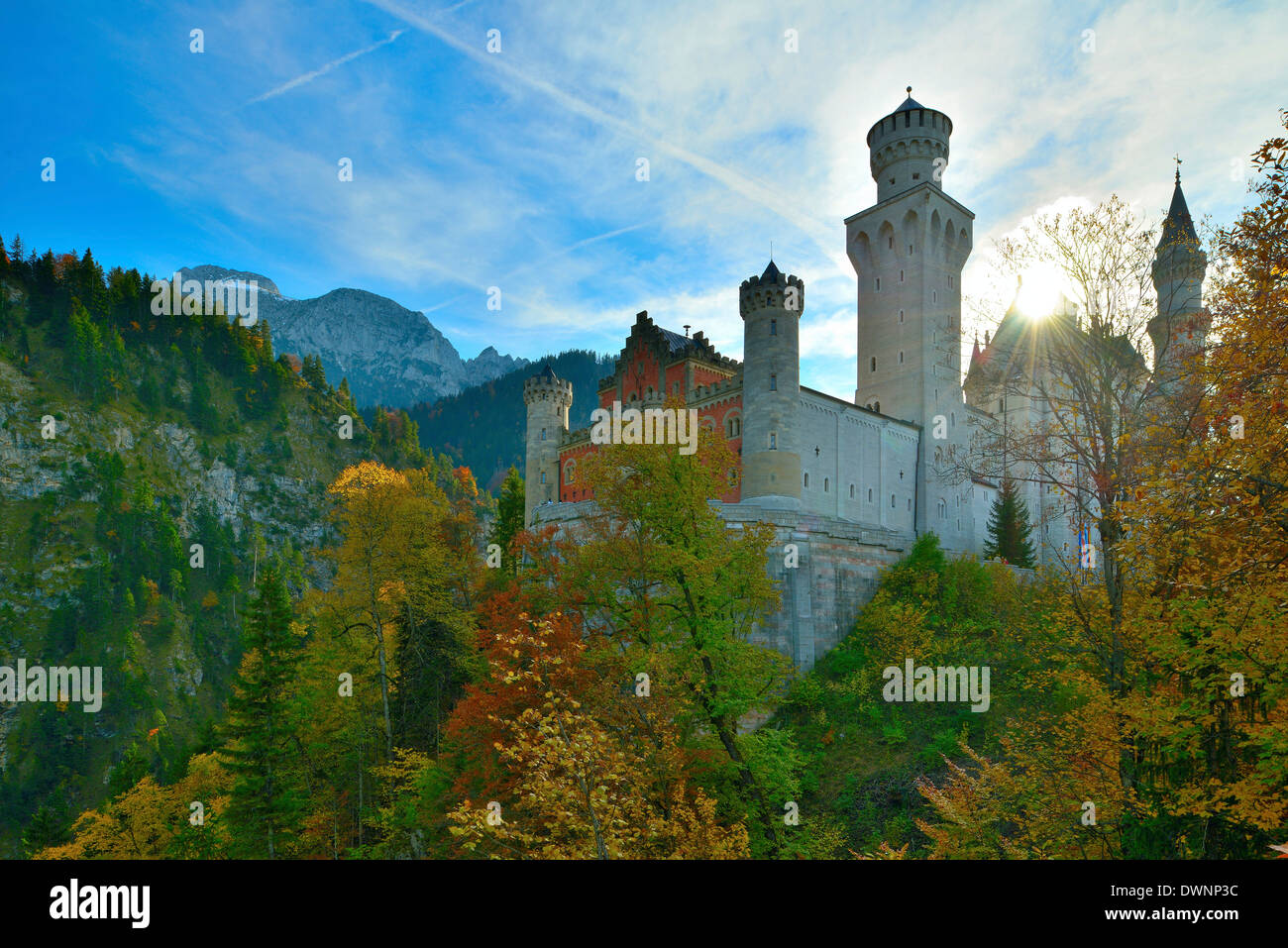 Schloss castello Neuschwanstein in autunno, Schwangau, Baviera, Germania Foto Stock