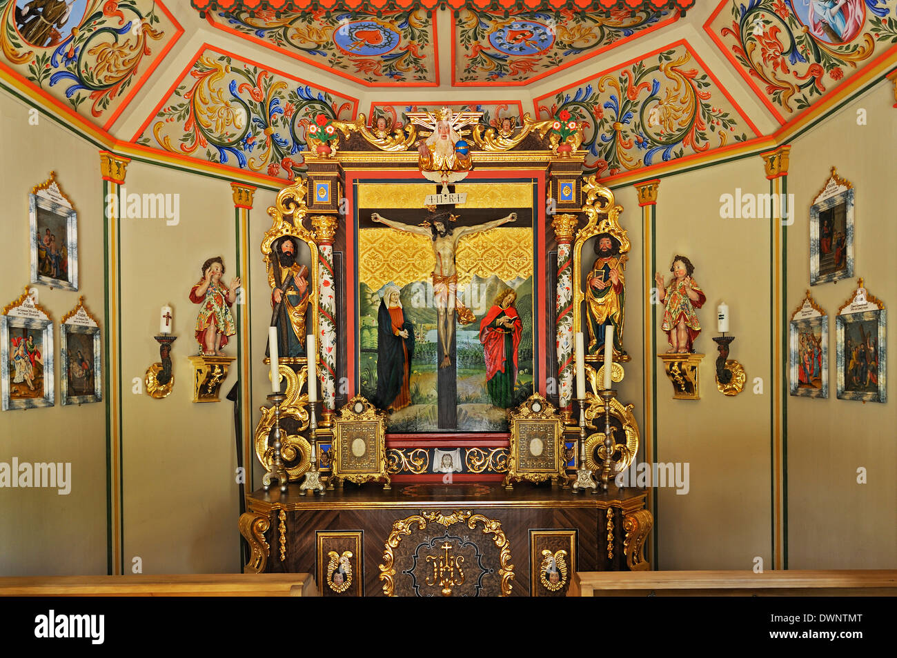 Cappella ortodossa in Markus Wasmeier / Farm e sport invernali Museum, Schliersee, Alta Baviera, Baviera, Germania Foto Stock