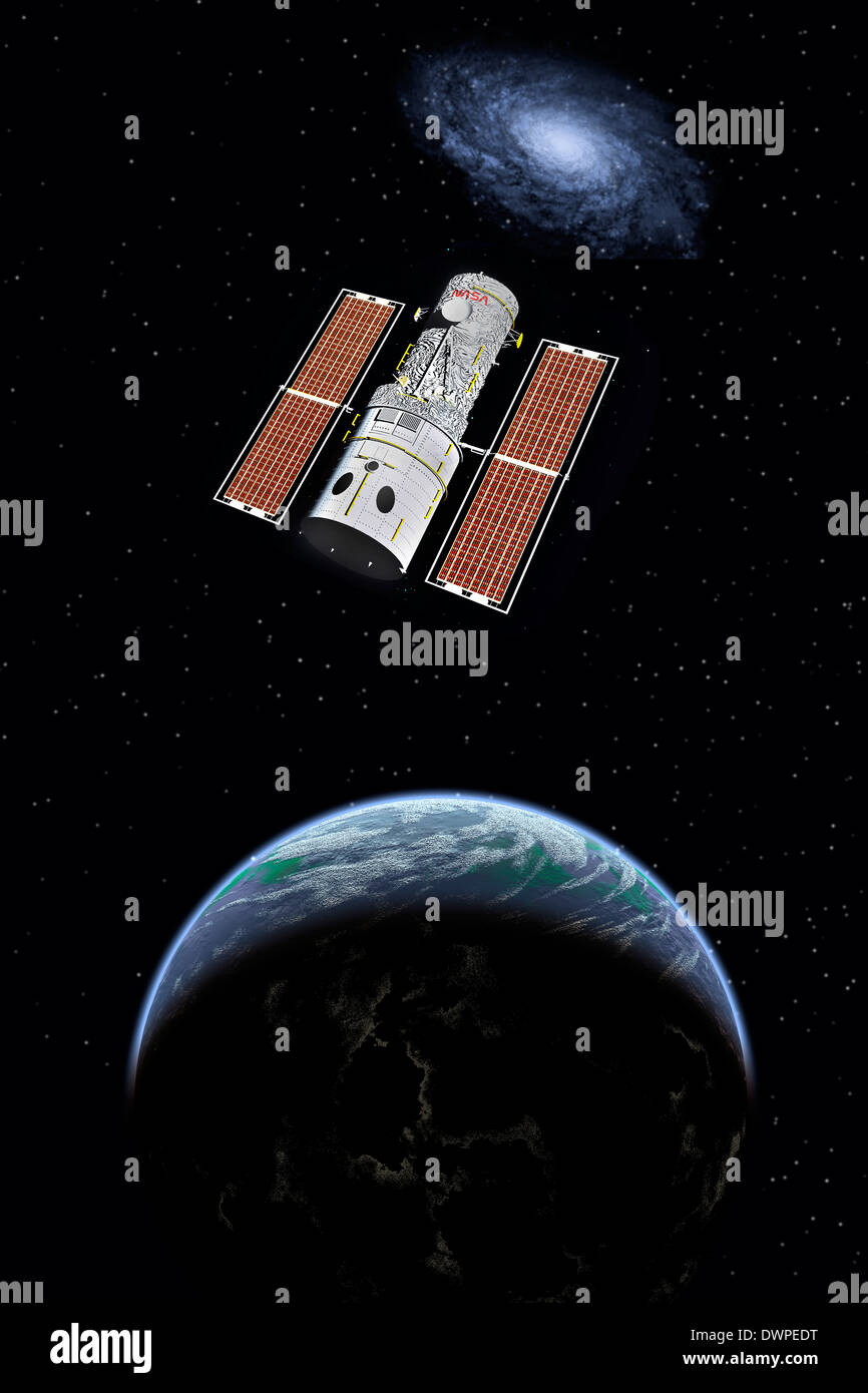 Il Telescopio Spaziale Hubble in orbita intorno alla terra. Foto Stock Il Telescopio Spaziale Hubble in orbita intorno alla terra. Foto Stock