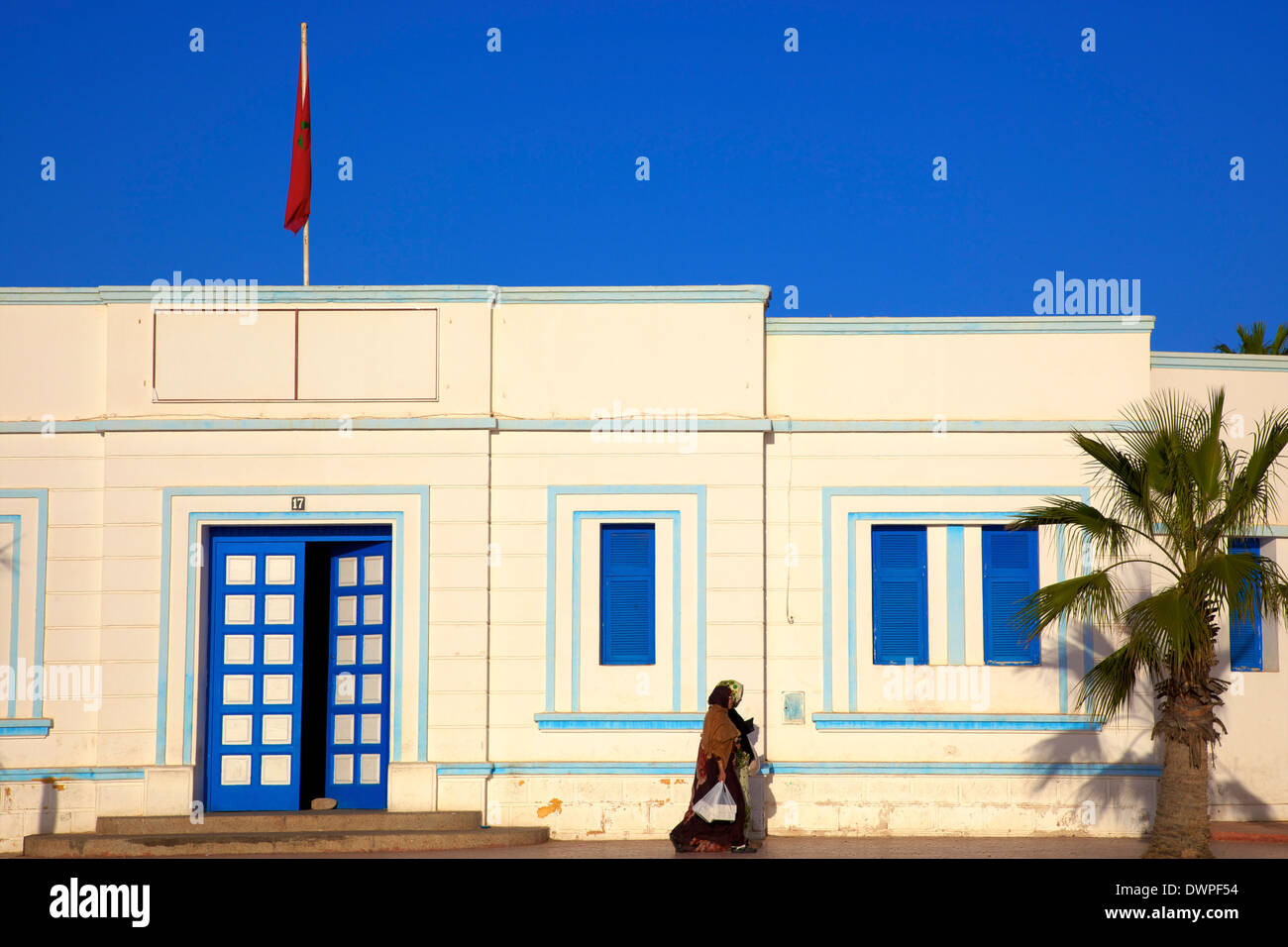 Architettura Art Deco, Sidi Ifni, Marocco, Africa del Nord Foto Stock