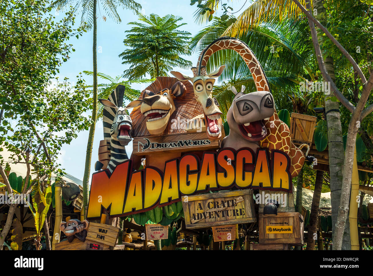 Madagascar caratteri, Universal Studios, Singapore Foto Stock