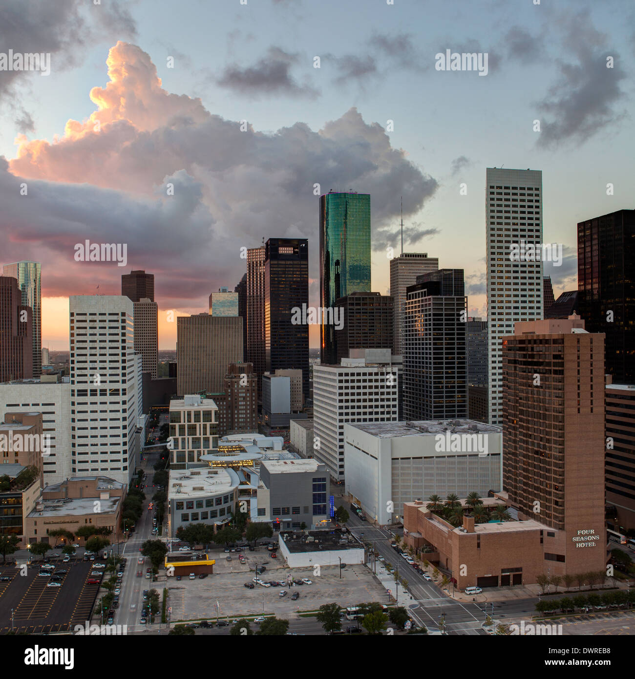 Houston, Texas, Stati Uniti d'America, downtown skyline della città Foto Stock