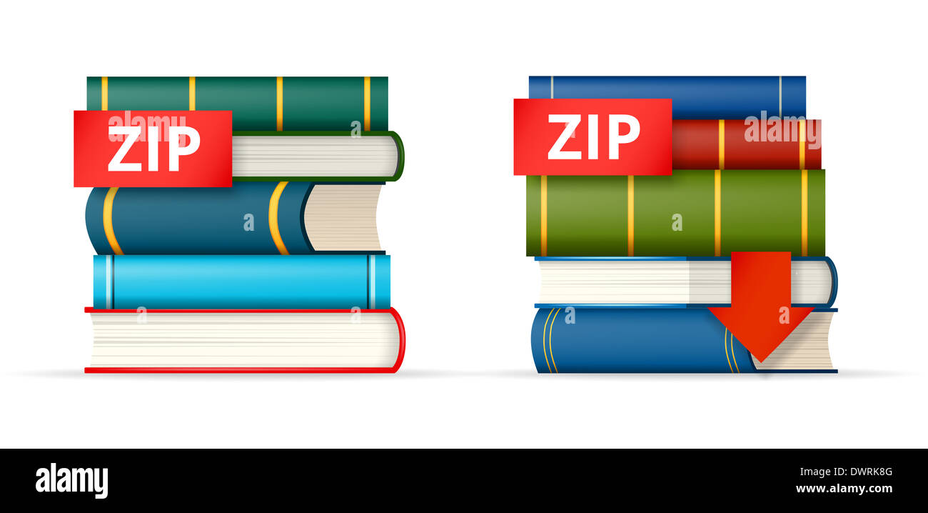 ZIP pile di libri di icone Foto Stock