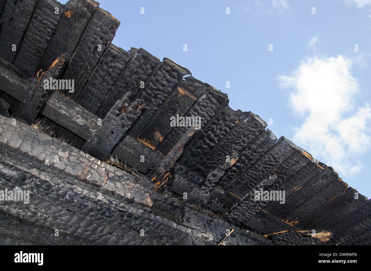 legno bruciato Foto Stock