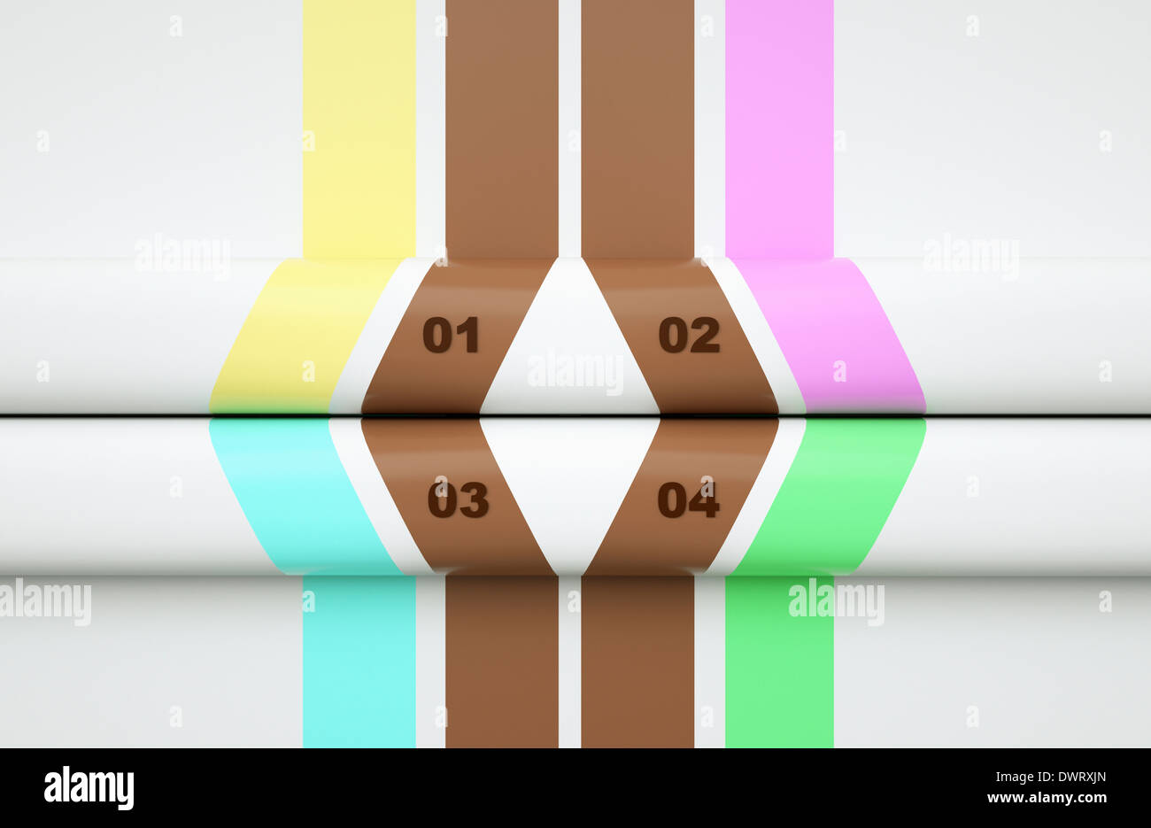 Illustrazione delle linee colorate con i numeri Foto Stock