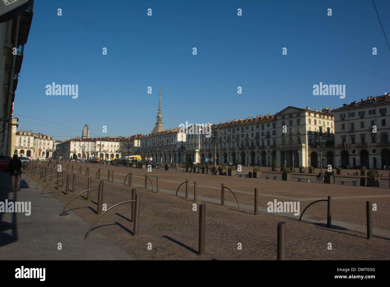 Una vista panoramica della piazza Vittorio, Torino, Italia Foto Stock