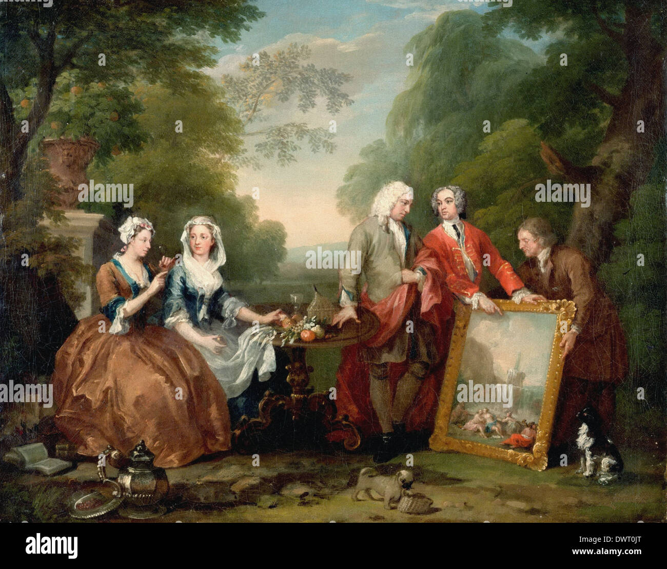 William Hogarth - Conversazione pezzo (Ritratto di Sir Andrew Fountaine con altri uomini e donne) Foto Stock