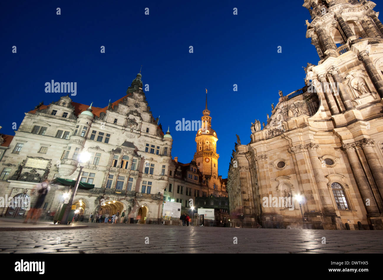 In Germania, in Sassonia, Dresda, il castello e la torre Foto Stock