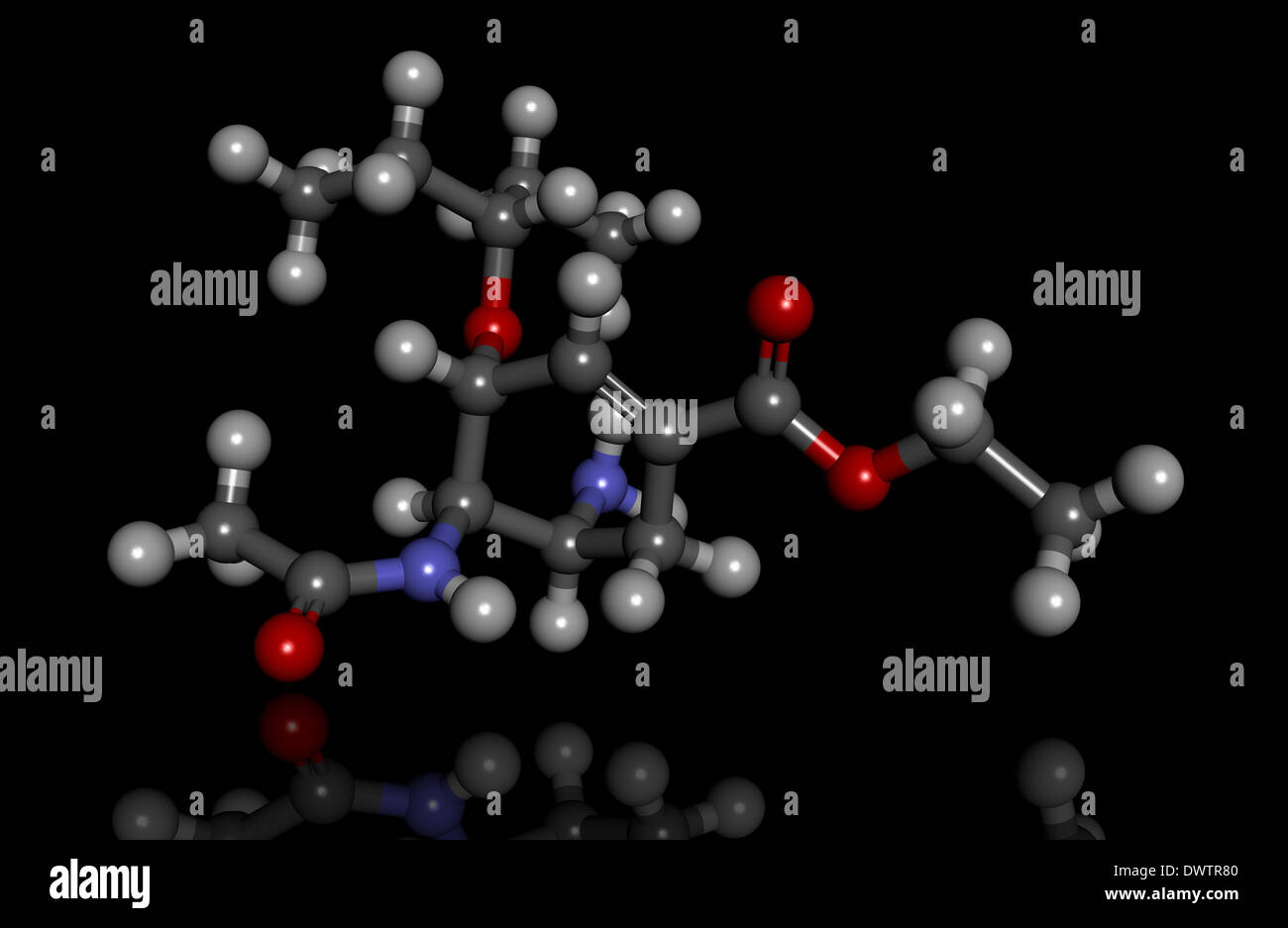Tamiflu molecola disegno Foto Stock