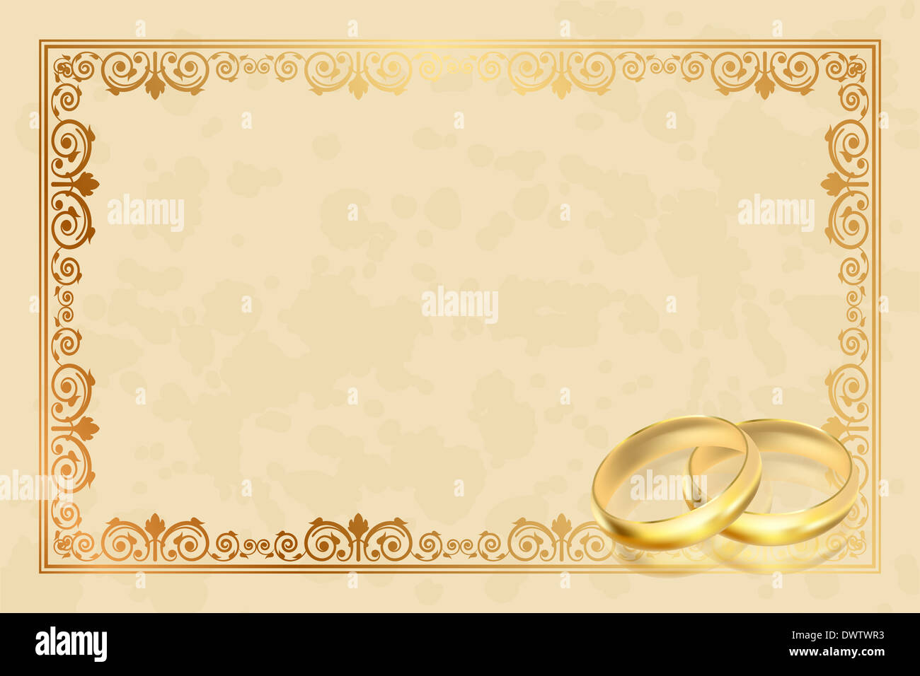 Telaio di pergamena con anelli in oro Foto Stock