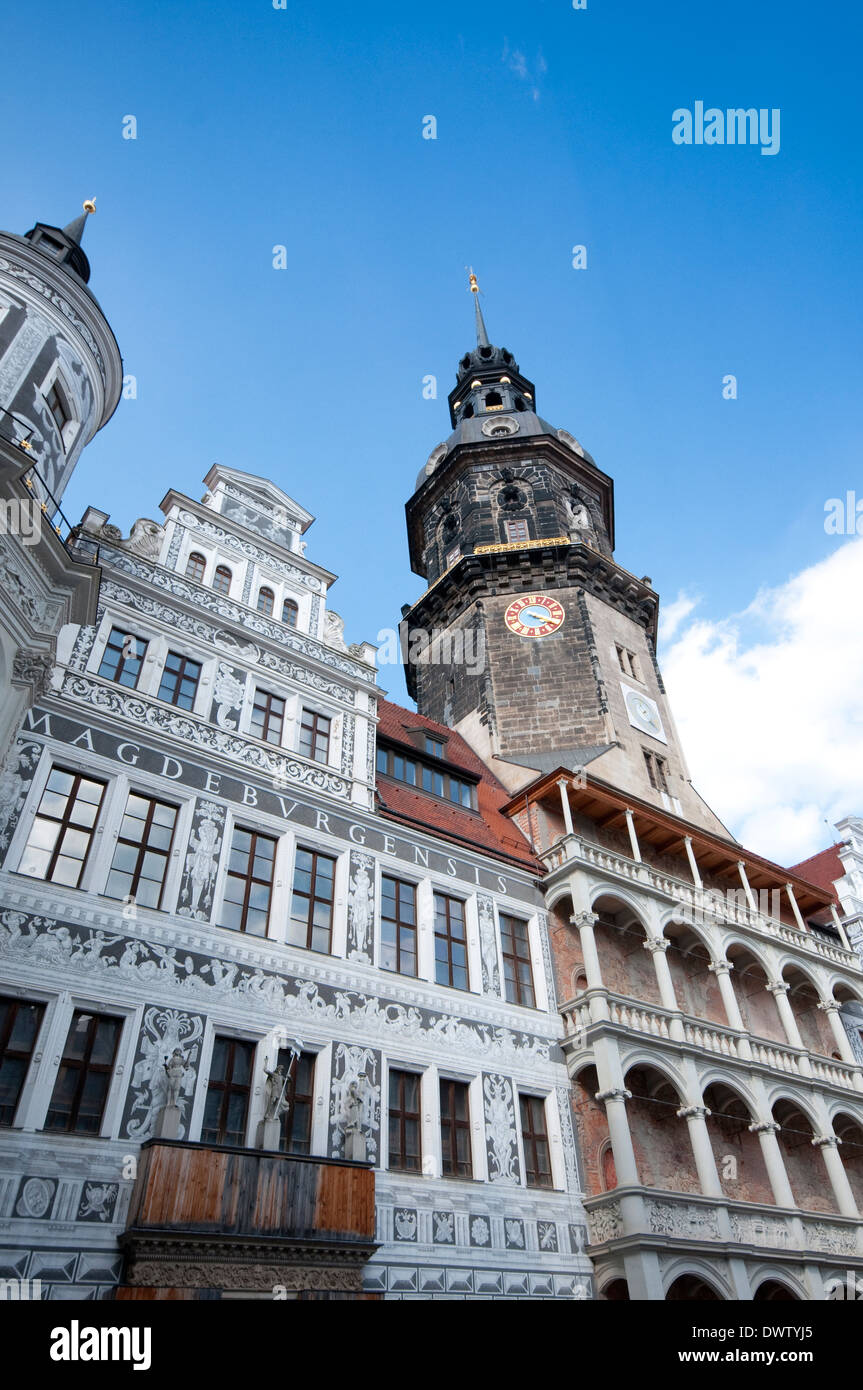 In Germania, in Sassonia, Dresda, Residenzschloss Castle, Cortile Foto Stock