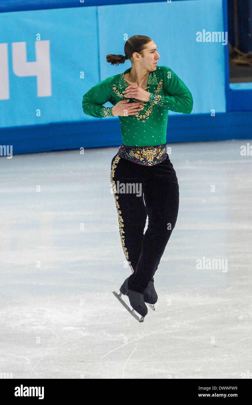 Jason Brown (USA) concorrenti negli uomini del pattinaggio gratuito Pattinaggio di Figura presso i Giochi Olimpici Invernali, Sochi 2014 Foto Stock