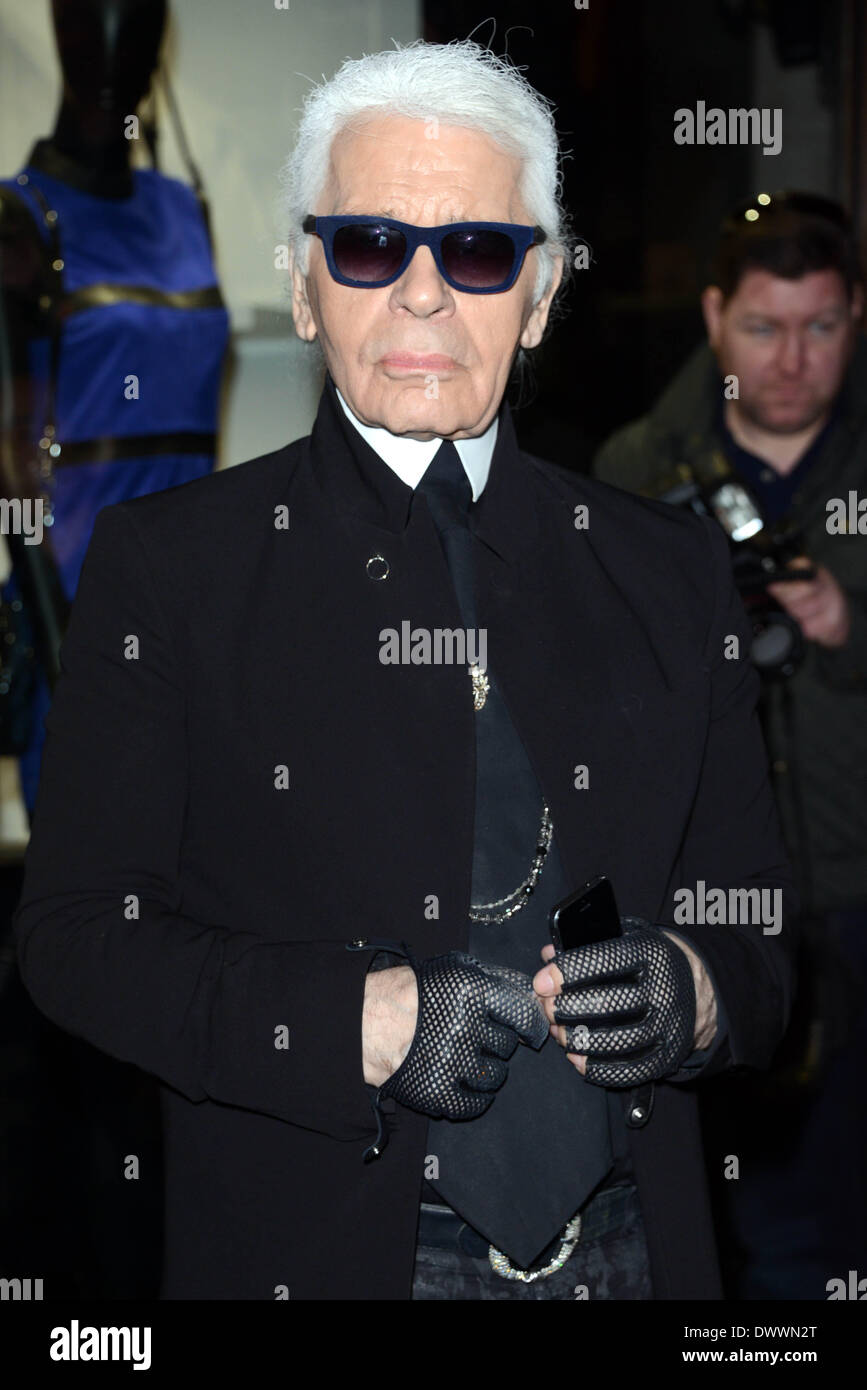 Londra, Inghilterra - MARZO 13: Karl Lagerfeld assiste il Karl Lagerfeld Unione flagship store lancio il 13 marzo 2014 a Londra. Foto di vedere Li/Alamy Live News Foto Stock