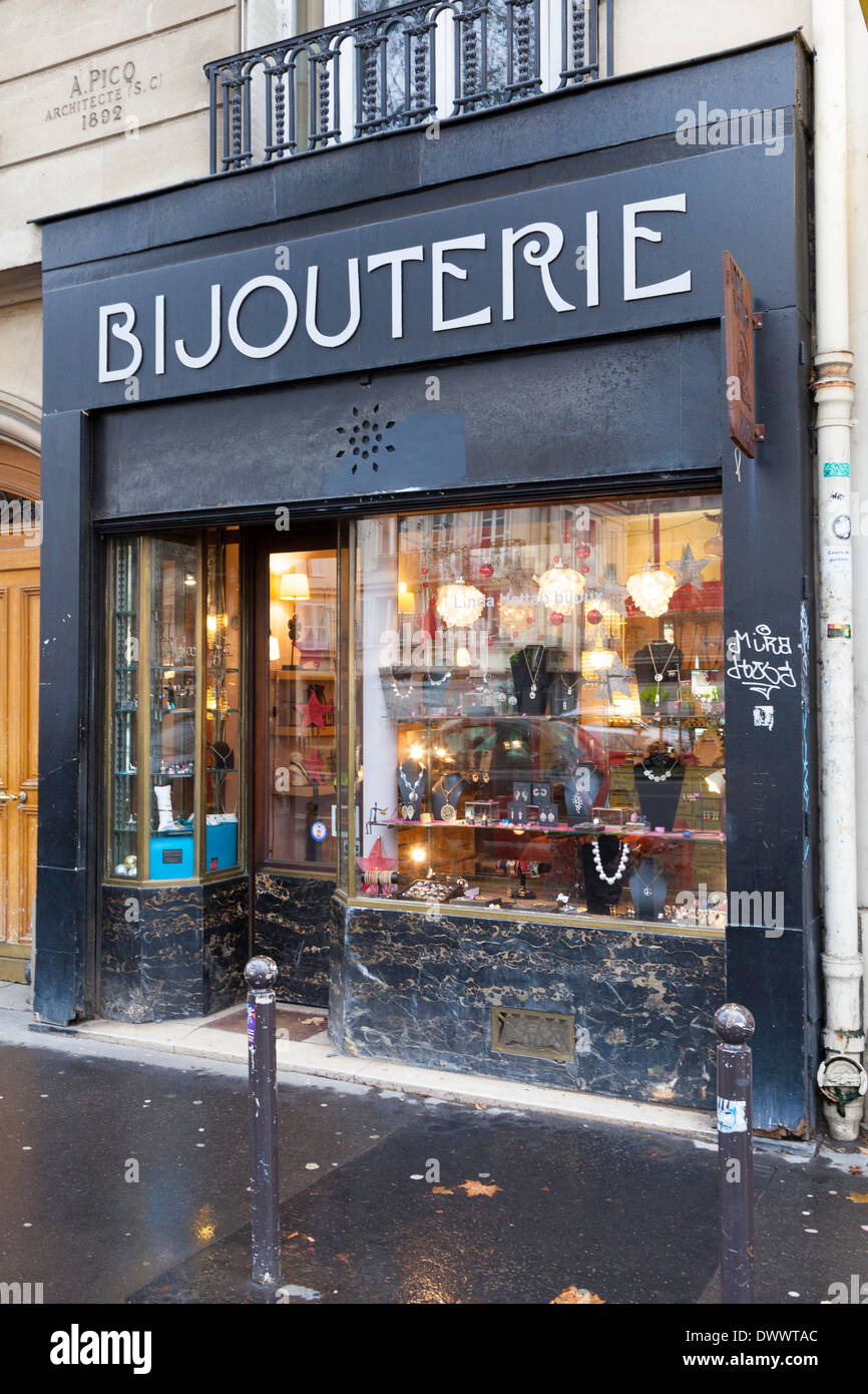 Bijouterie negozio gioielli, Boulevard Beamarchais, Parigi, Francia Foto Stock