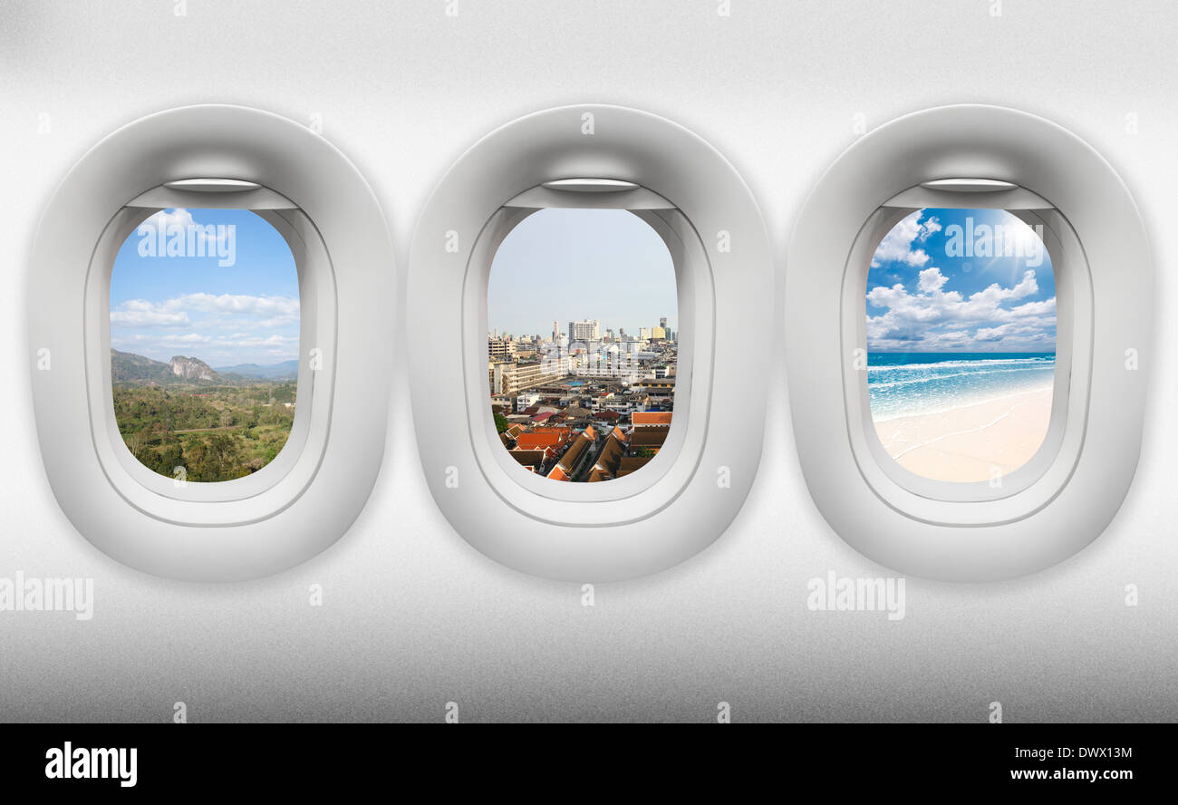 Viaggiare in Thailandia, Visualizza finestra di aeromobili.(percorsi all'interno di facile sostituzione) Foto Stock