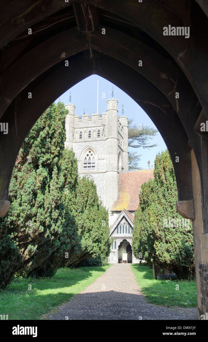 Hambleden Village - Chiesa di Santa Maria Vergine - nel Buckinghamshire NEL REGNO UNITO Foto Stock