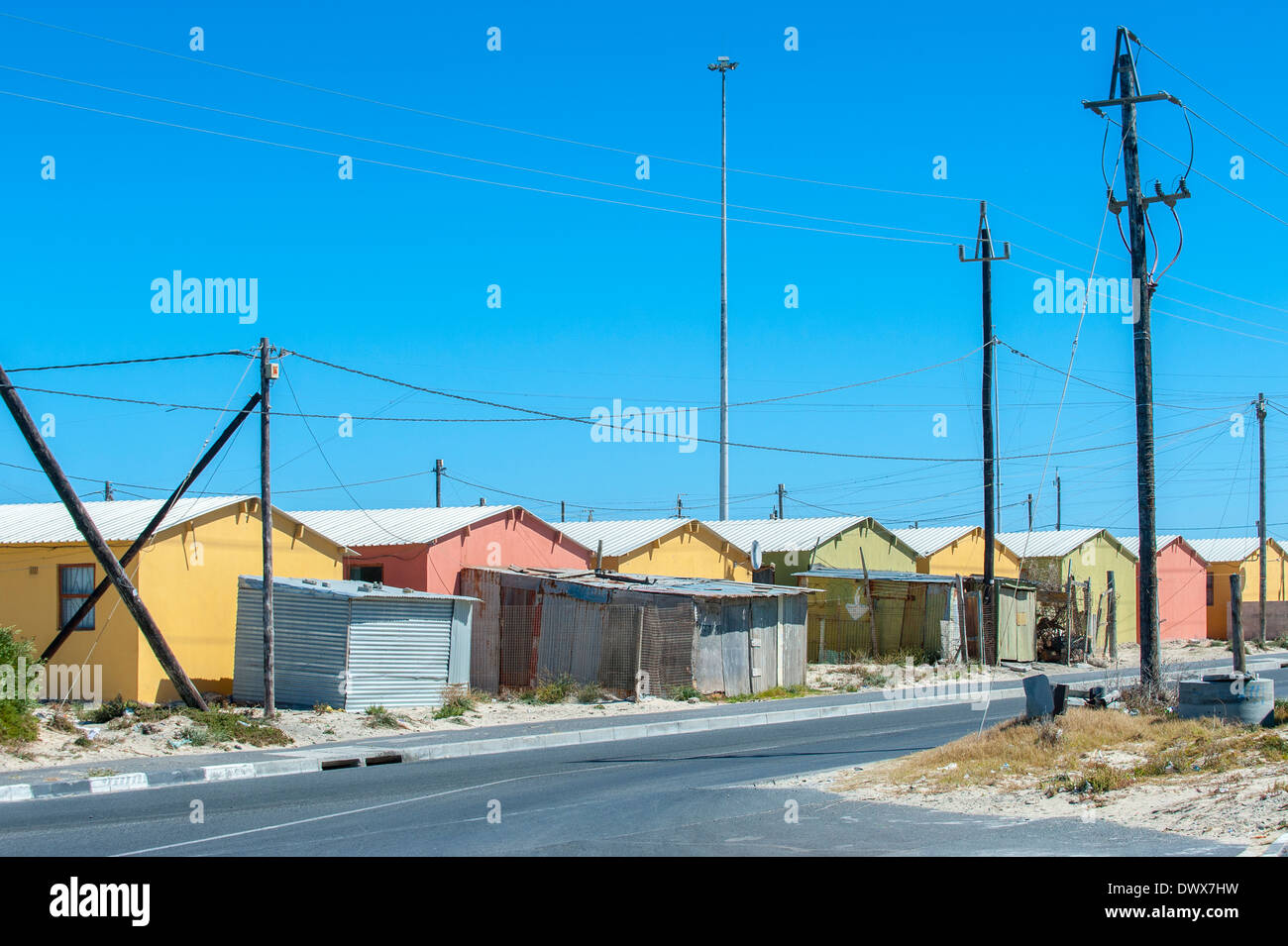 Progetto di alloggiamento a Khayelitsha, Cape Town, Western Cape, Sud Africa Foto Stock