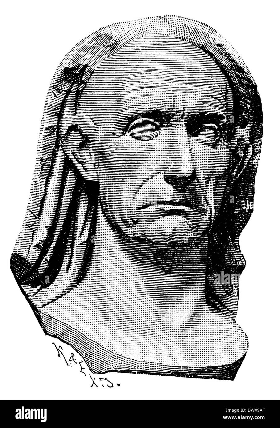 Caio Giulio Cesare (13 luglio 100 BC - Marzo 15, 44 BC), statista romano, generale e l'autore, il padre adottivo di Augusto, busto in marmo nel Museo Nazionale di Napoli Foto Stock