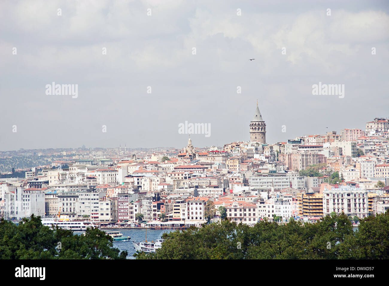 Torre Galata e Golden Horn; Istambul Foto Stock