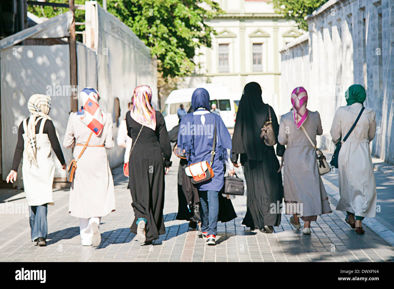 Ragazze musulmane di gruppo; Istambul Foto Stock