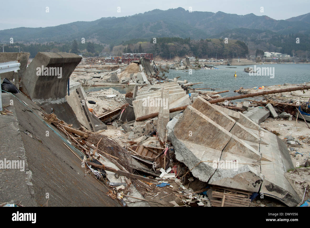 La devastazione provocata dal maremoto, Iwate, Giappone Foto Stock