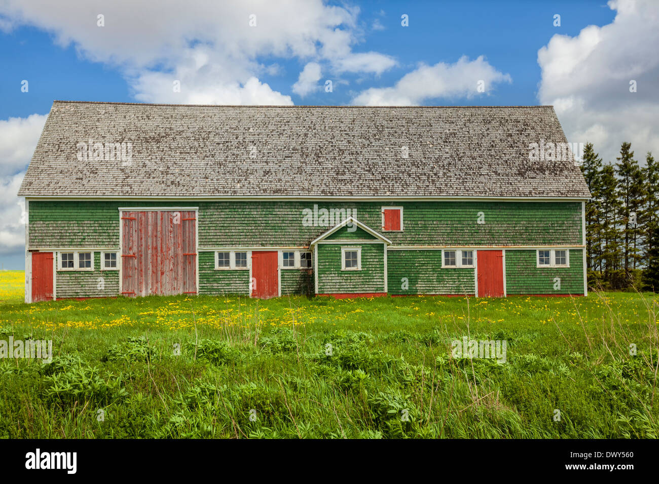 Vintage fienile nelle zone rurali di Prince Edward Island, Canada Foto Stock