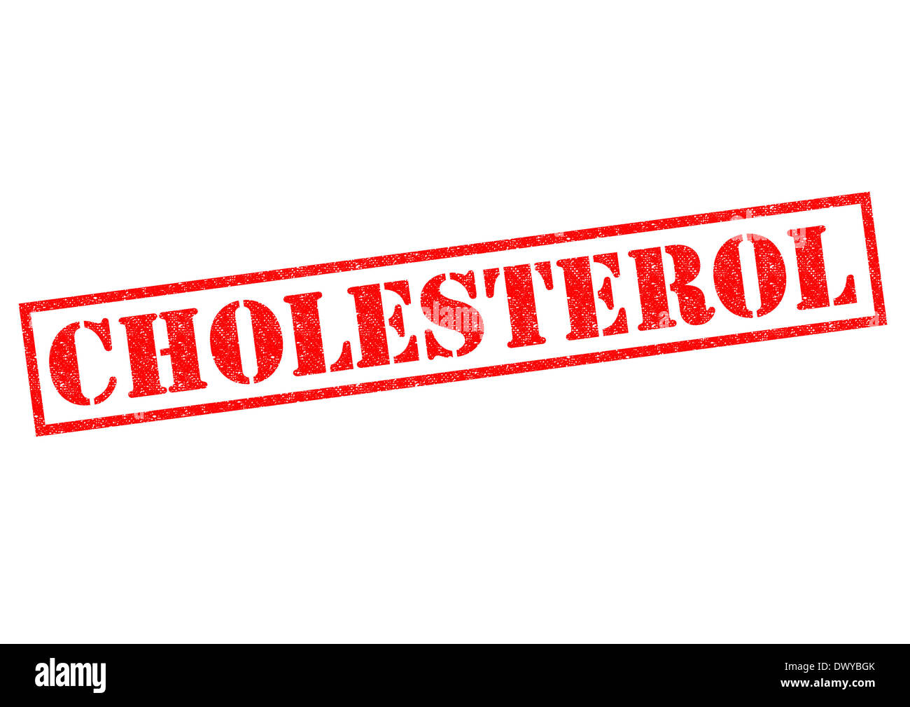 Colesterolo rosso timbro di gomma su uno sfondo bianco. Foto Stock