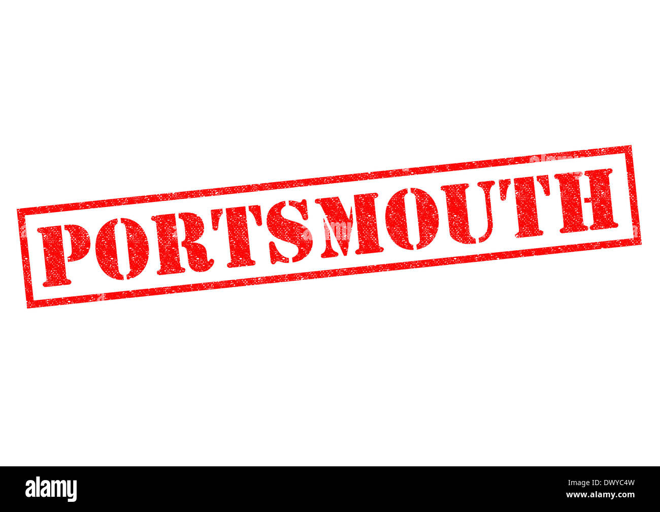 PORTSMOUTH rosso timbro di gomma su uno sfondo bianco. Foto Stock