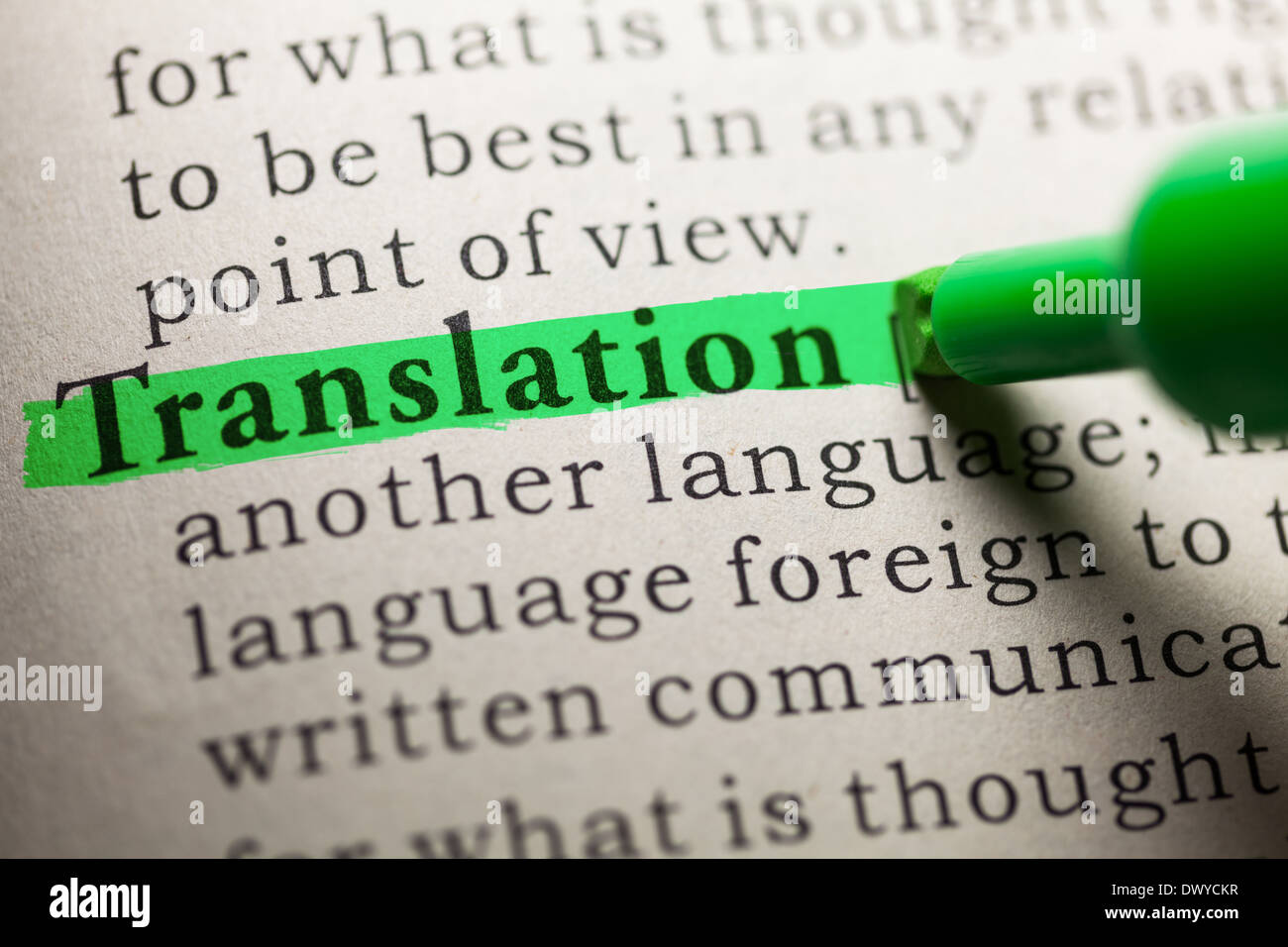 Fake Dizionario, definizione della parola traduzione. Foto Stock