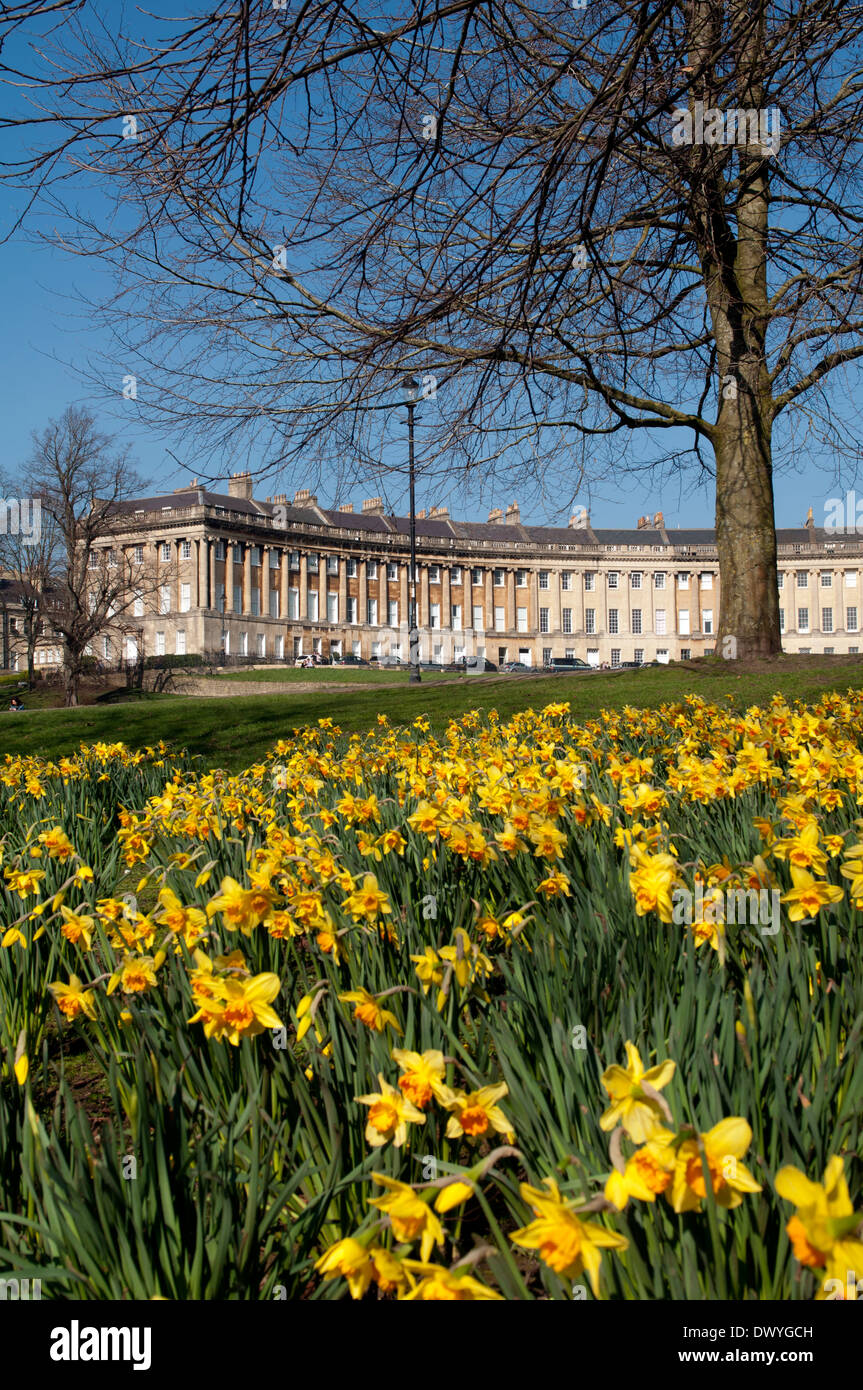 Il Royal Crescent, Bath, Somerset, Inghilterra, Regno Unito Foto Stock