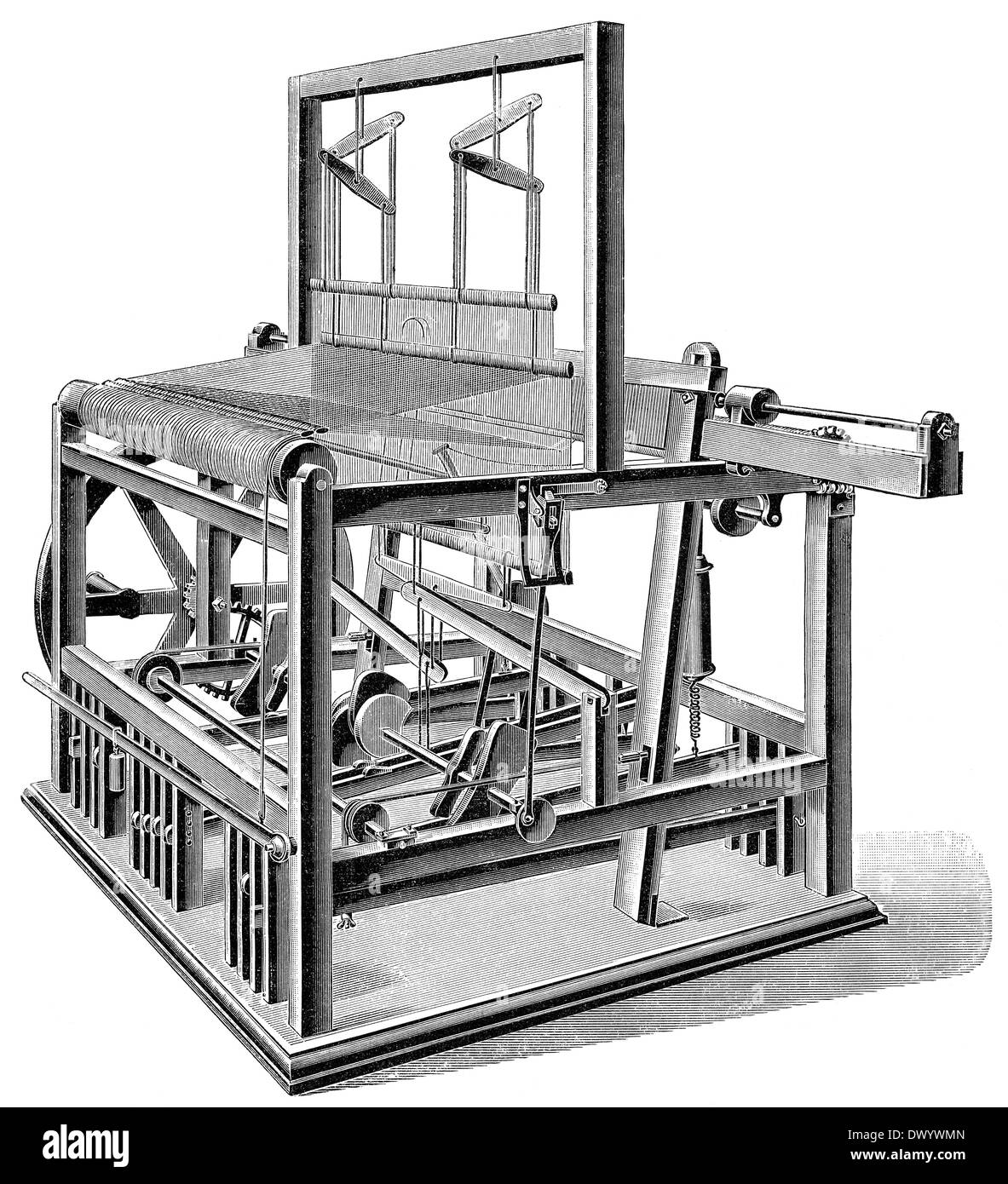 Meccanica telaio di tessitura, secolo XIX, Foto Stock