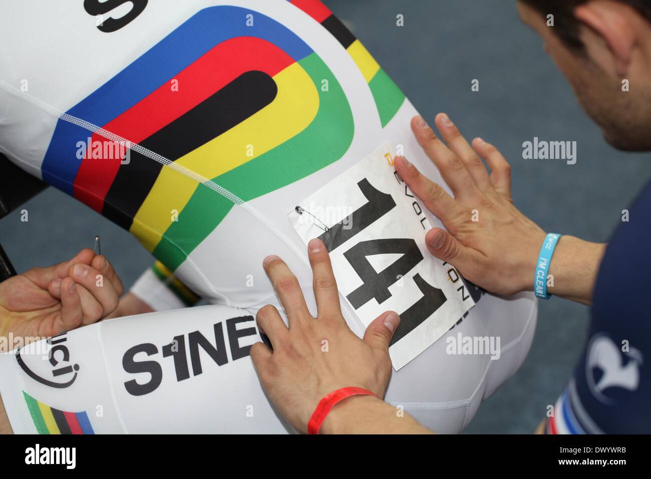 Lee Valley VeloPark, Londra, Regno Unito. Il 15 marzo 2014. Serie di rivoluzione ciclismo su pista Round 5, giorno 2. Francois Pervis, world champion sprint Credit: stili di Neville/Alamy Live News Foto Stock