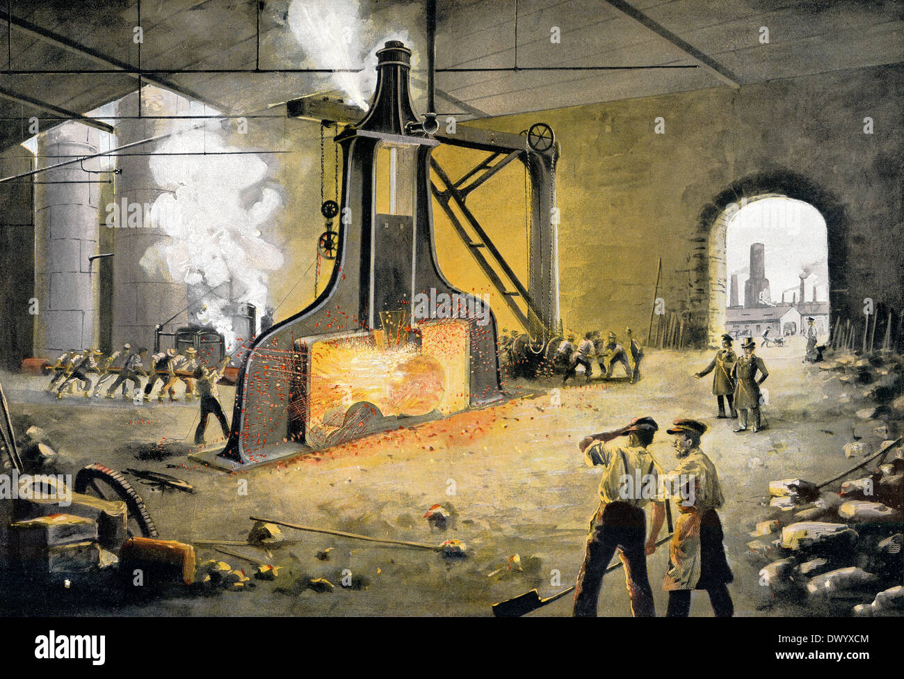 James Nasmyth di brevetto martello a vapore, 1843, James Nasmyth Hall, un ingegnere scozzese ed inventore, Foto Stock