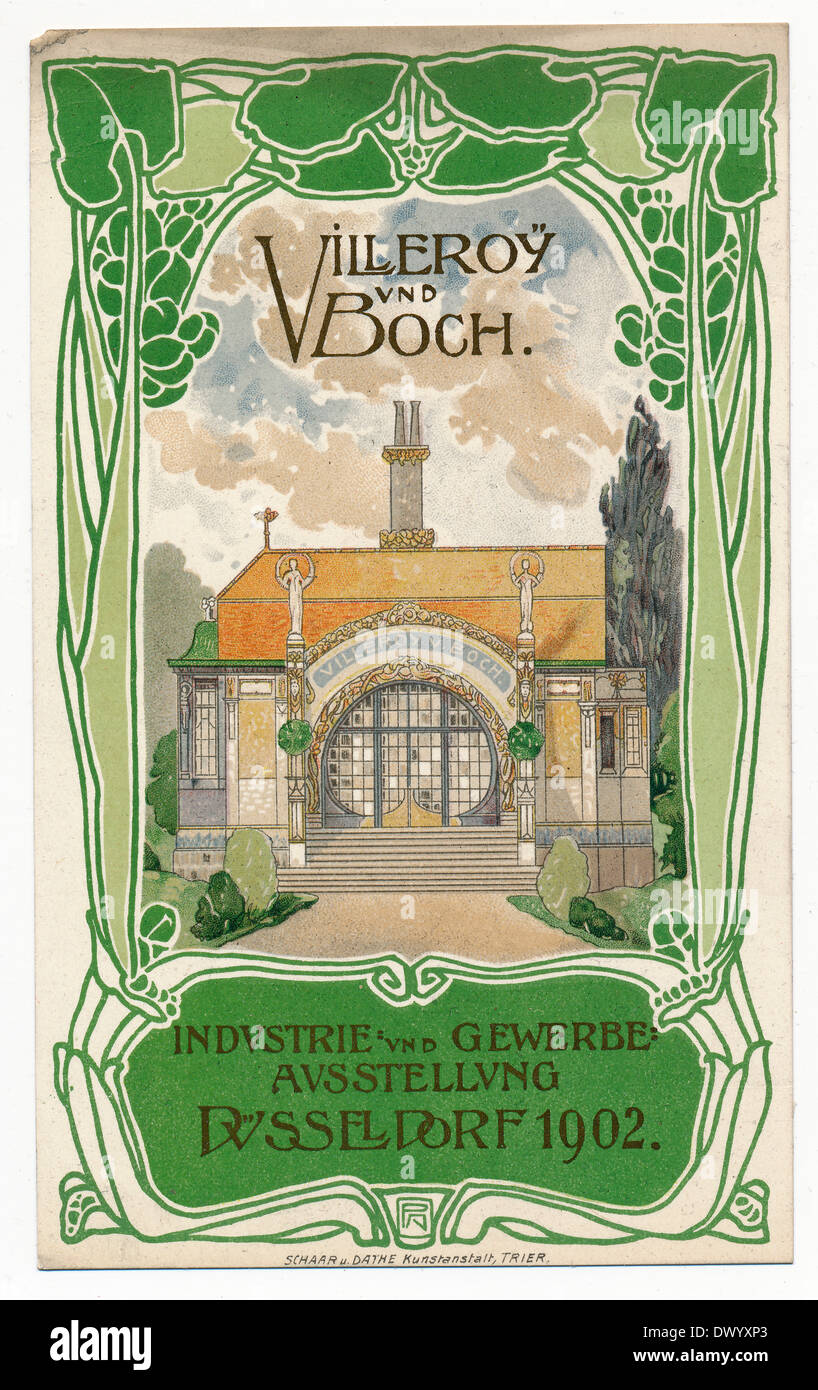 Invito da parte di Villeroy & Boch per la Fiera internazionale del 1902, Düsseldorf, Germania Foto Stock