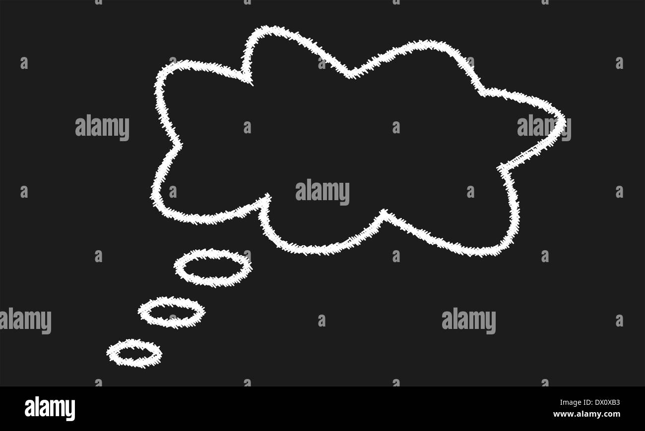 Un usurato vecchia lavagna con un ampio discorso bolla. Foto Stock