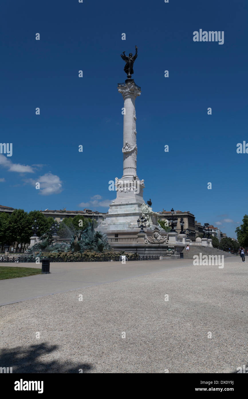 Bordeaux, Francia e il Monumento des Girondins nella Place des Quinconces Foto Stock