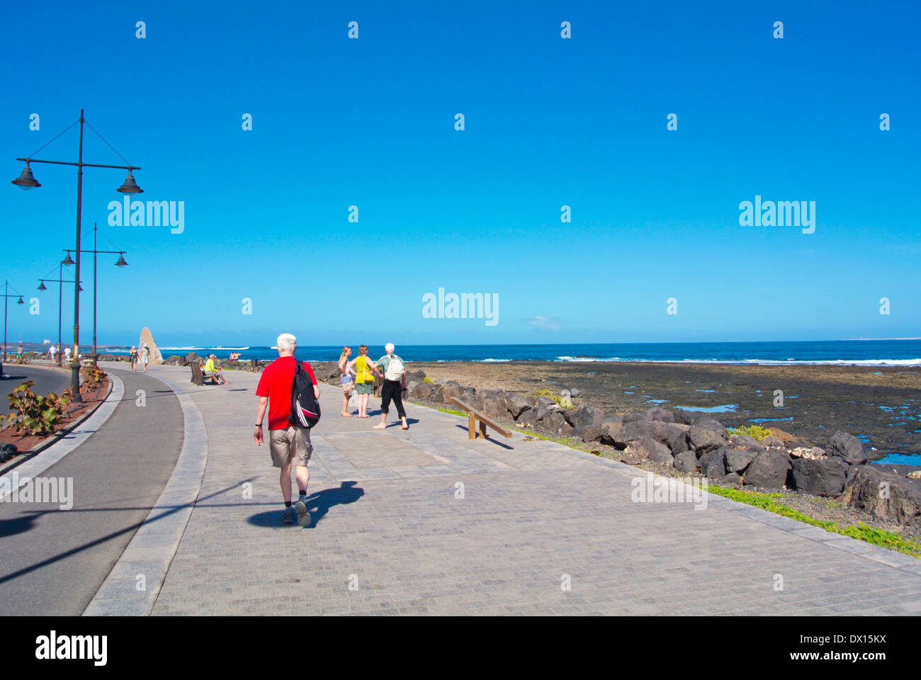 Paseo Maritimo Bristol promenade, baia di Bristol, Corralejo, Fuerteventura, Isole Canarie, Spagna, Europa Foto Stock