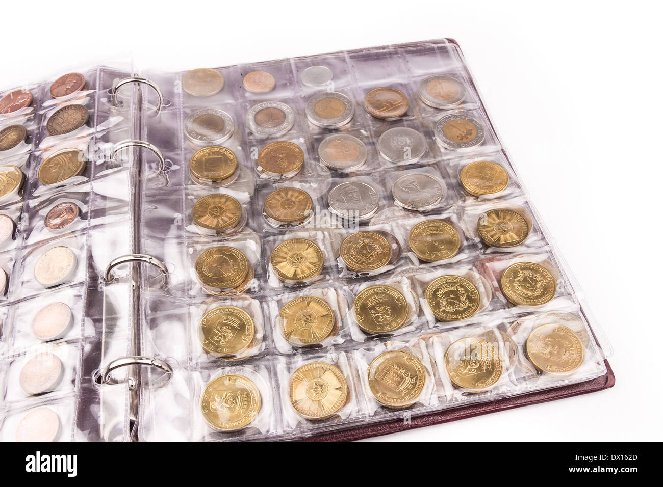 Coin album con monete mondiali Foto Stock