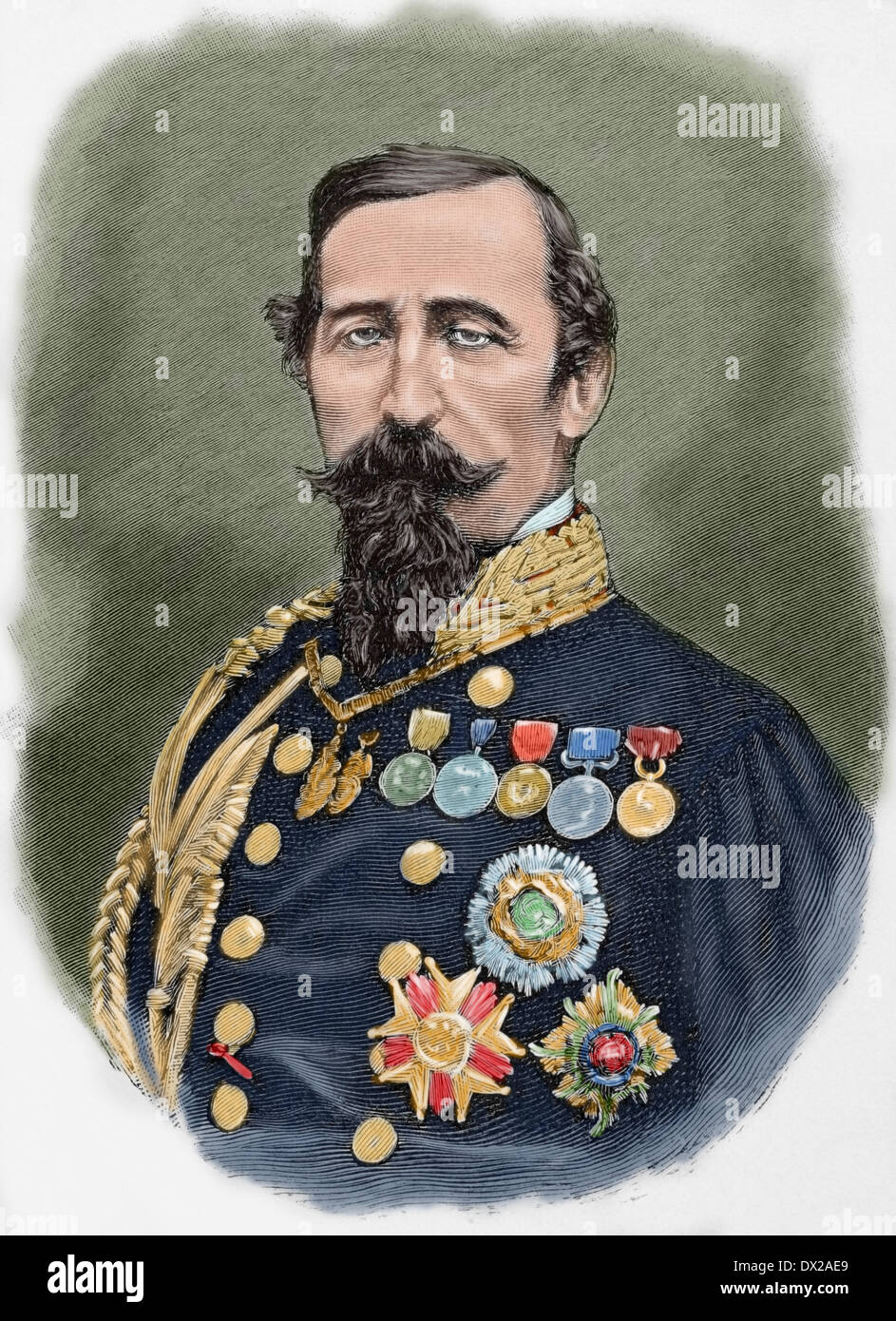 Alfonso La Marmora (1804-1878). Militari Italiani e più. Il primo ministro dell'Italia. Incisione. Colorati. Foto Stock