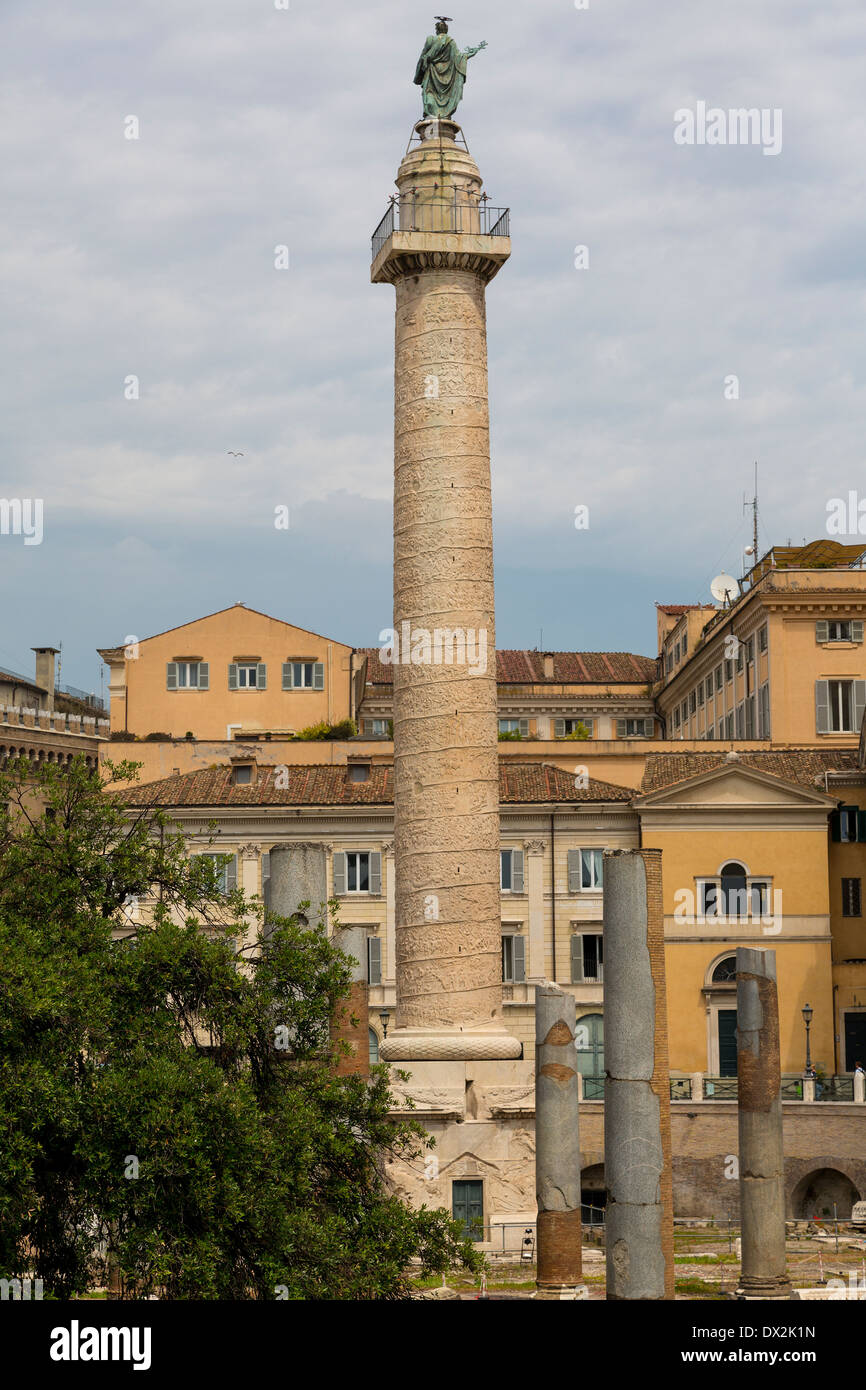 Colonna di Traiano, la Colonna Traiana, Roma, Italia Foto Stock